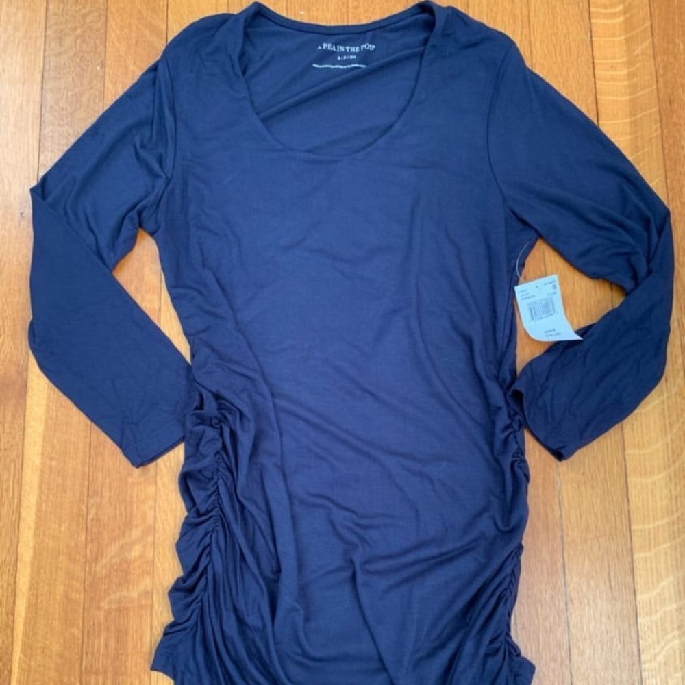 A Pea in the Pod PETITE Blue Maternity Top